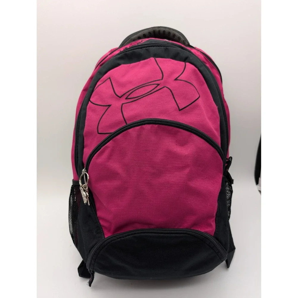 Under Armour Backpack Pink Black School Sports Gym Bag with Mesh Pockets